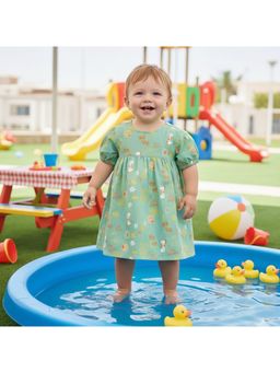 MINI KLUB - Cotton Sea Life Printed Dress-Green