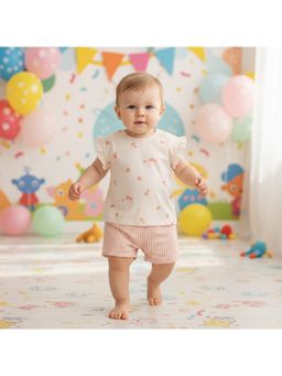 MINI KLUB - Floral Printed Top and Shorts-Pink