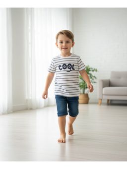 MINI KLUB - Striped T-shirt-White And Blue