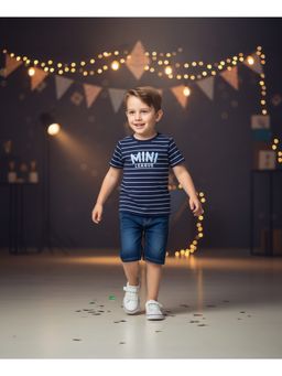 MINI KLUB - Text Printed T-shirt-Navy Blue