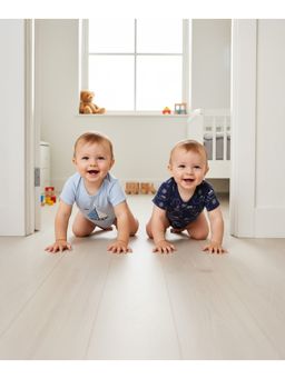 MINI KLUB - Ocean Theme Printed Bodysuits-Blue And Navy Blue (Pack of 2)