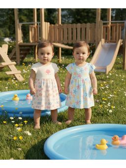 MINI KLUB - Sea Life Printed Dress-Blue And Pink (Pack of 2)