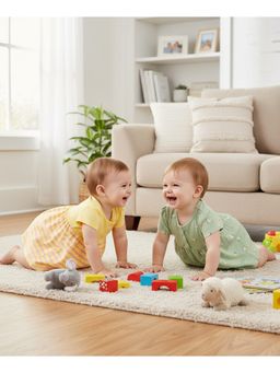 MINI KLUB - Birds Printed Dress-Green And Yellow (Pack of 2)