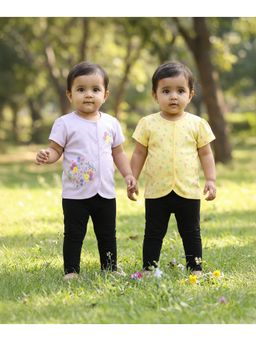 MINI KLUB - Floral PrintedJablas-Yellow And Lavender (Pack of 2)