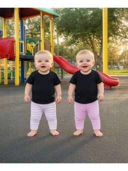 MINI KLUB - Striped And Solid Knit Pyjamas-Pink And Blue (Pack of 2)