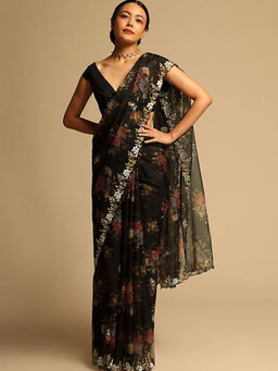 Odette - Black Elegant Designer Saree With Blouse Piece