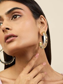 Isharya - White Core Hoop Earrings 18Kt Gold Plated