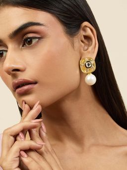 Isharya - 18Kt Gold Plated Pearl Diver Drops Earrings