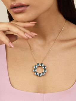 Isharya - Blue Goals Reversible Pendant Necklace 18Kt Gold Plated