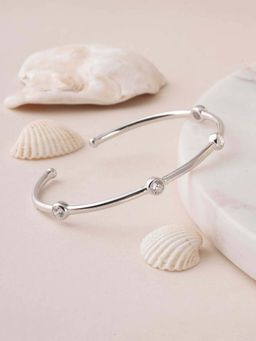 Palmonas - 925 Sterling Silver Zircon Pulse Silver Station Bracelet for Womens
