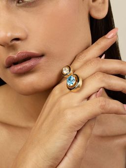Isharya - Aqua Goals Two Head Ring 18Kt Gold Plated