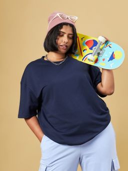 Bewakoof - Heavy Duty 1.0 Women's Blue Oversized Plus Size T-shirt