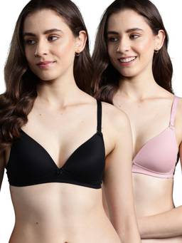 Leading Lady - Womens Lightly Padded Non-Wired T-shirt Bra - Multi-Color (Pack of 2)