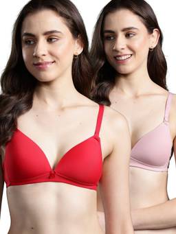 Leading Lady - Womens Lightly Padded Non-Wired T-shirt Bra - Multi-Color (Pack of 2)