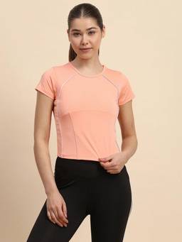 Fitleasure - Pink Solid Regular T-Shirt