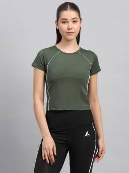 Fitleasure - Olive Solid Regular T-Shirt