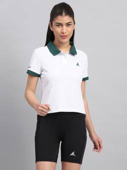 Fitleasure - White Solid Cotton Blend Regular Polo T-shirt