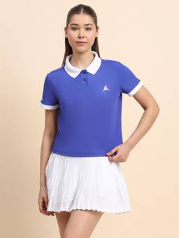 Fitleasure - Blue Solid Cotton Blend Regular Polo T-shirt