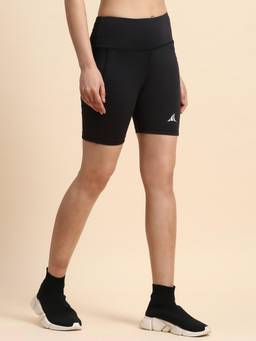 Fitleasure - Black Solid Polyester Regular Shorts