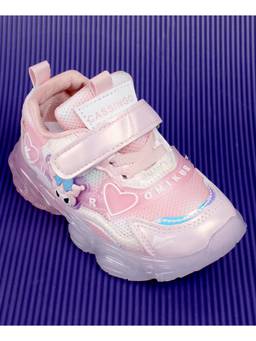 KIDLINGSS - Girls Cartoon Patch Applique Led Sneakers - Pink