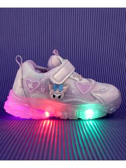 KIDLINGSS - Girls Cartoon Patch Applique Led Sneakers - Purple