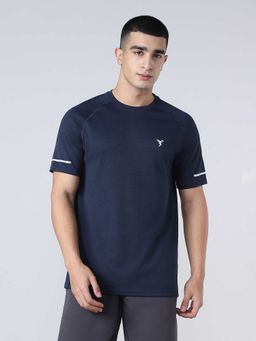 Technosport - Men Navy Blue Slim Fit Round Neck Sports T-Shirt