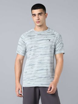 Technosport - Aqua Men Self Design Slim Fit Round Neck Sports T-Shirt