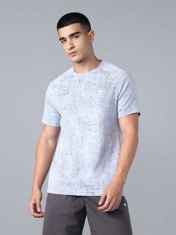 Technosport - Blue Men Self Design Slim Fit Round Neck Sports T-Shirt