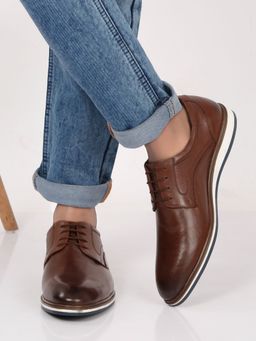 Teakwood - Men Tan Formal Lace-Up Leather Derbies Shoes