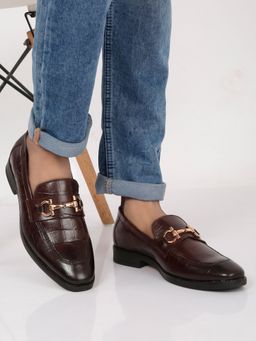 Teakwood - Men Brown Texture Slip-On Loafers