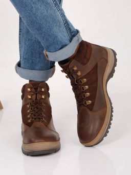 Teakwood - Men Brown Leather Mid-Top Hiking Casual Boots
