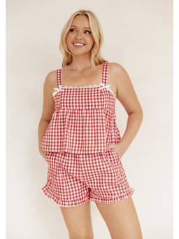 Petal & Pup - Isidore Gingham Checks Red Top And Short