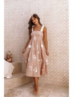 Petal & Pup - Sarelle Tan Abstract Dress