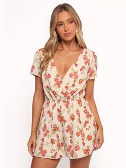 Petal & Pup - Zev Short Sleeve Ivory Floral Playsuit