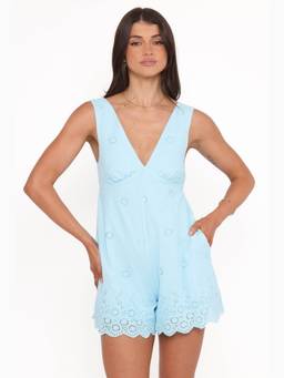 Petal & Pup - Cleo Aqua Solid Playsuit