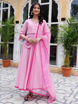 Ragavi - Pink Lady Kurta Pants with Dupatta (Set of 3)