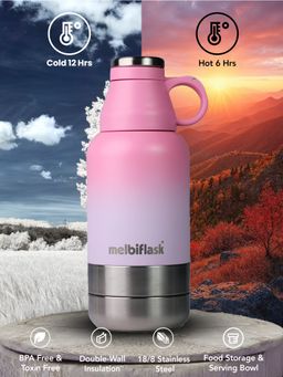 Melbify - 3In1 Insulated Vacuum Flask Water Bottle 1L Pink