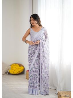 Tejasvee - Printed Grey Saree with Unstitched Blouse