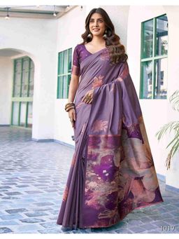 Tejasvee - Banarasi Silk Grey Saree with Unstitched Blouse