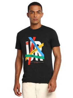 Lee - Men Black Graphic Print Slim Fit T-shirt