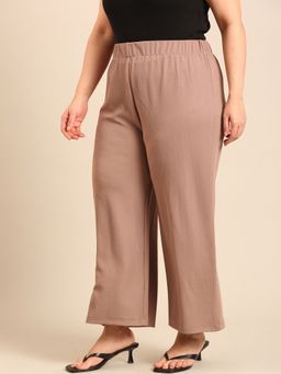 THE PINK MOON - Beige Ribbed Palazzo