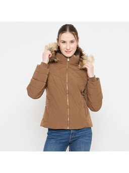 Madame - Brown Quilted Hooded Jacket