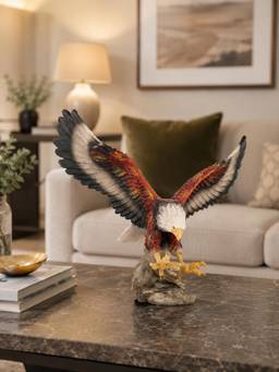ELARE - Flying Eagle Polyresin Bird Figurine For Home Decor - Multicolor