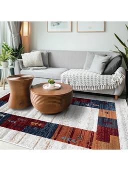 Sapana Carpet-Mats - Shiraz Sh-07 Abstract Polypropylene Carpet - White & Brown