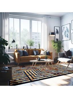 Sapana Carpet-Mats - Shiraz Sh-14 Abstract Polypropylene Carpet - Blue