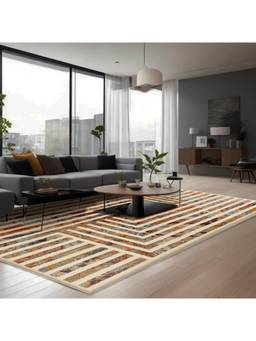 Sapana Carpet-Mats - Shiraz Sh-15 Abstract Polypropylene Carpet - Beige