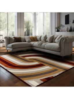 Sapana Carpet-Mats - Shiraz Sh-16 Abstract Polypropylene Carpet - Brown Beige