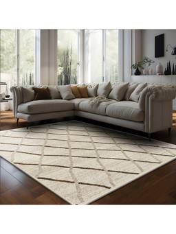 Sapana Carpet-Mats - Shiraz Sh-19 Geometrical Polypropylene Carpet - Beige