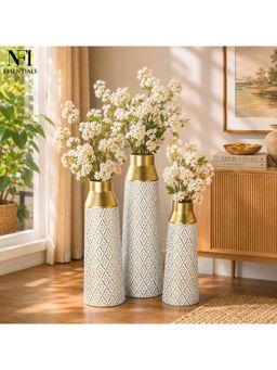 NFI Essentials - Metal Flower Vase Pack Of 3 For Living Room & Home Decor