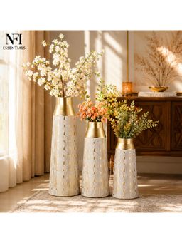 NFI Essentials - Metal Flower Vase Pack Of 3 For Living Room & Home Decor